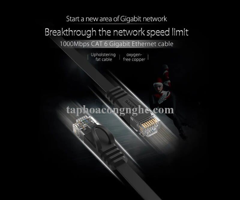 Orico 98192 PUG-C6B-30-BK CAT6 Dây dẹp dài 3M màu Đen Cáp mạng 30098192